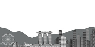 灰色简约城市大楼剪影活动展板背景